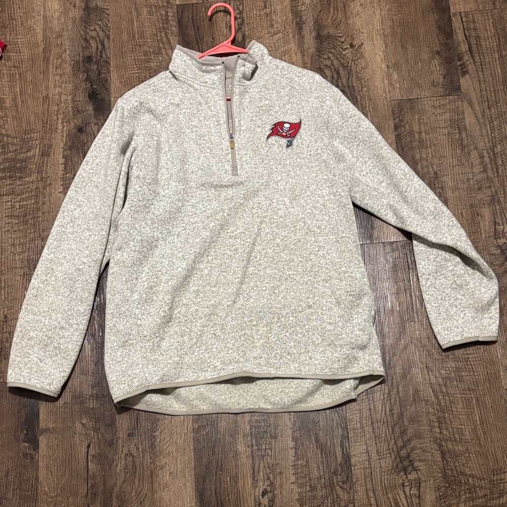 Antigua Cream Zip Up Sweater with Logo